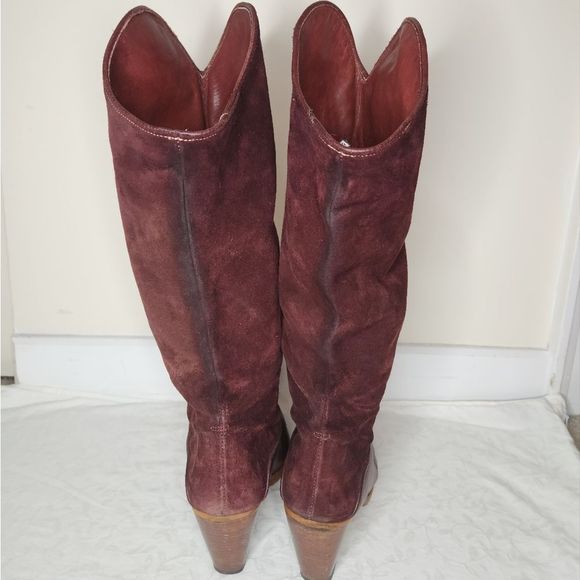 Vintage burgundy leather western pirate heel boots - Picture 8 of 13